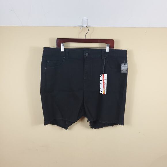 Realm Denim Black Denim High Rise Shorts Size 24W - Picture 1 of 12